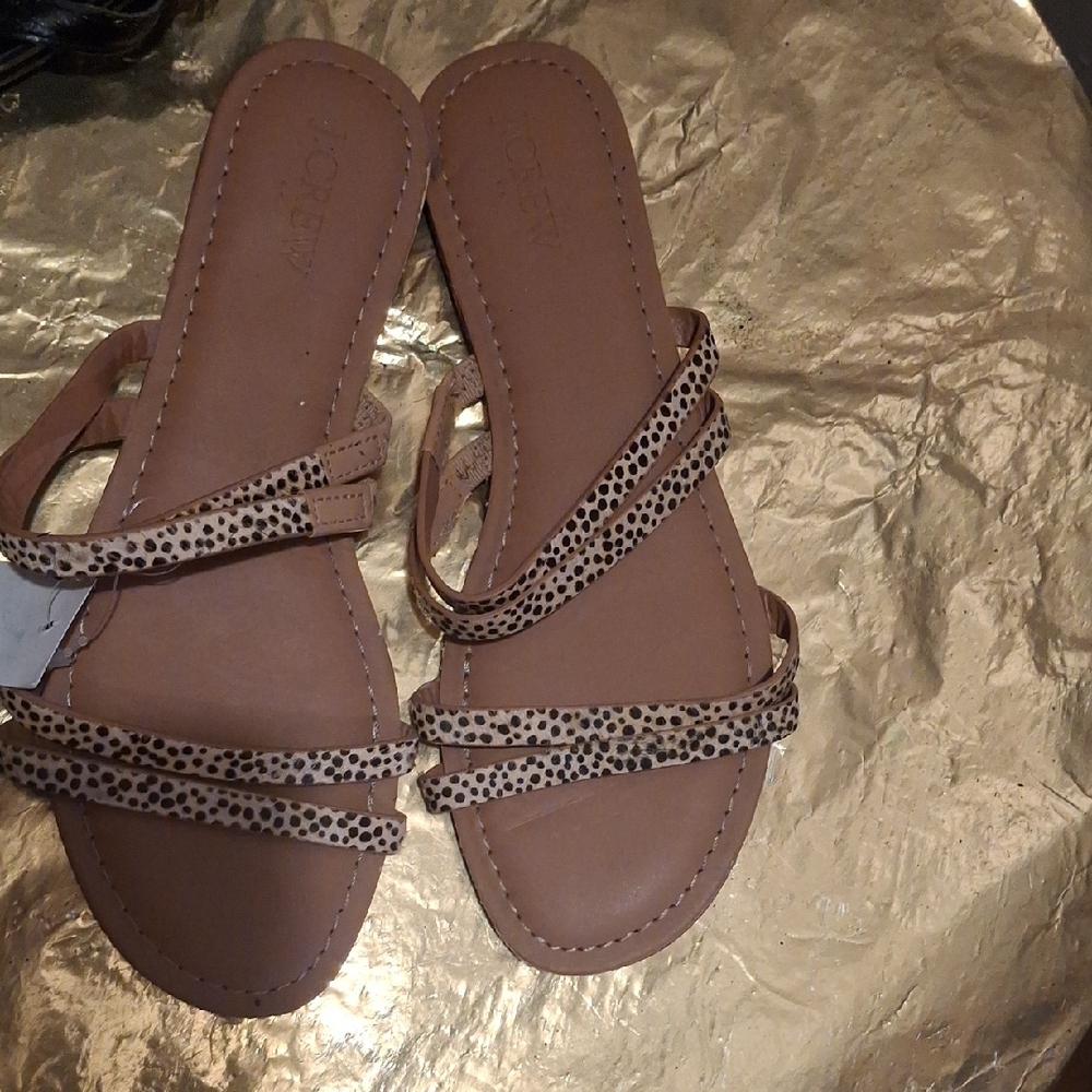 J. Crew Tan and Leopard Print Sandals